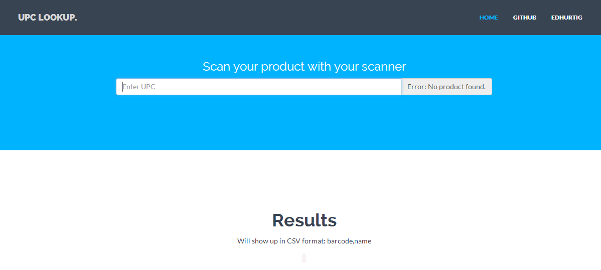 GitHub - EdHurtig/upc-barcode-lookup: Webpage To Use For Looking Up ...